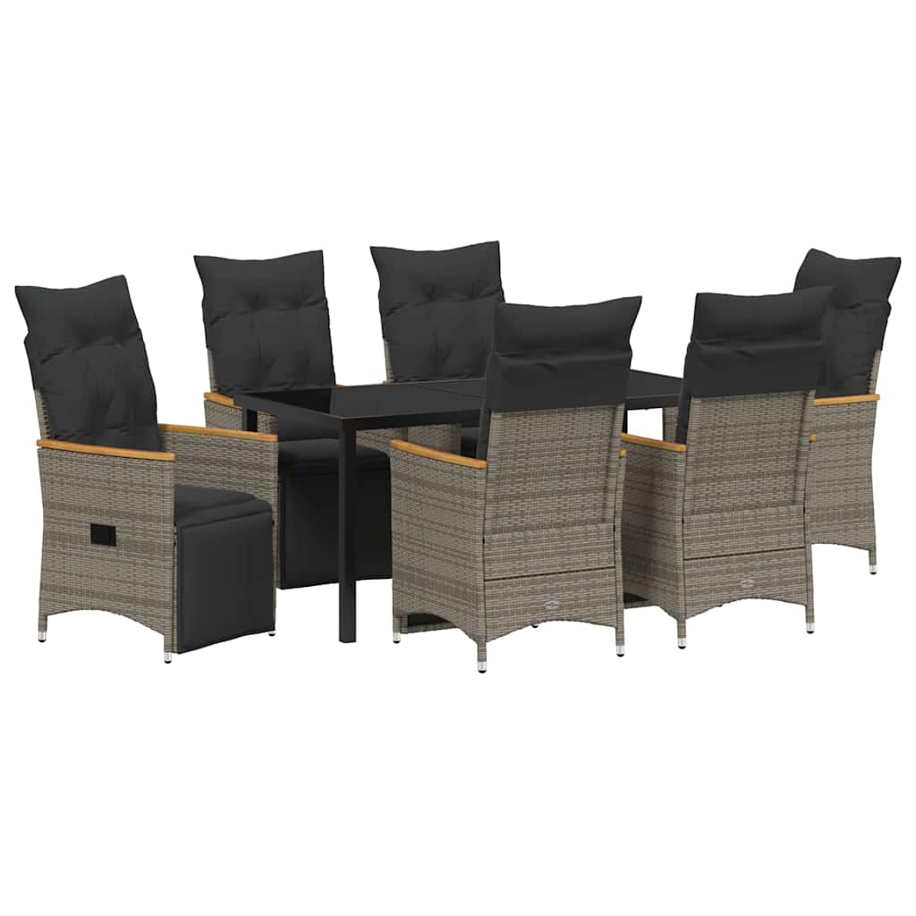 Have Spisebordssæt med pude 7 pcs Grå polyrattan