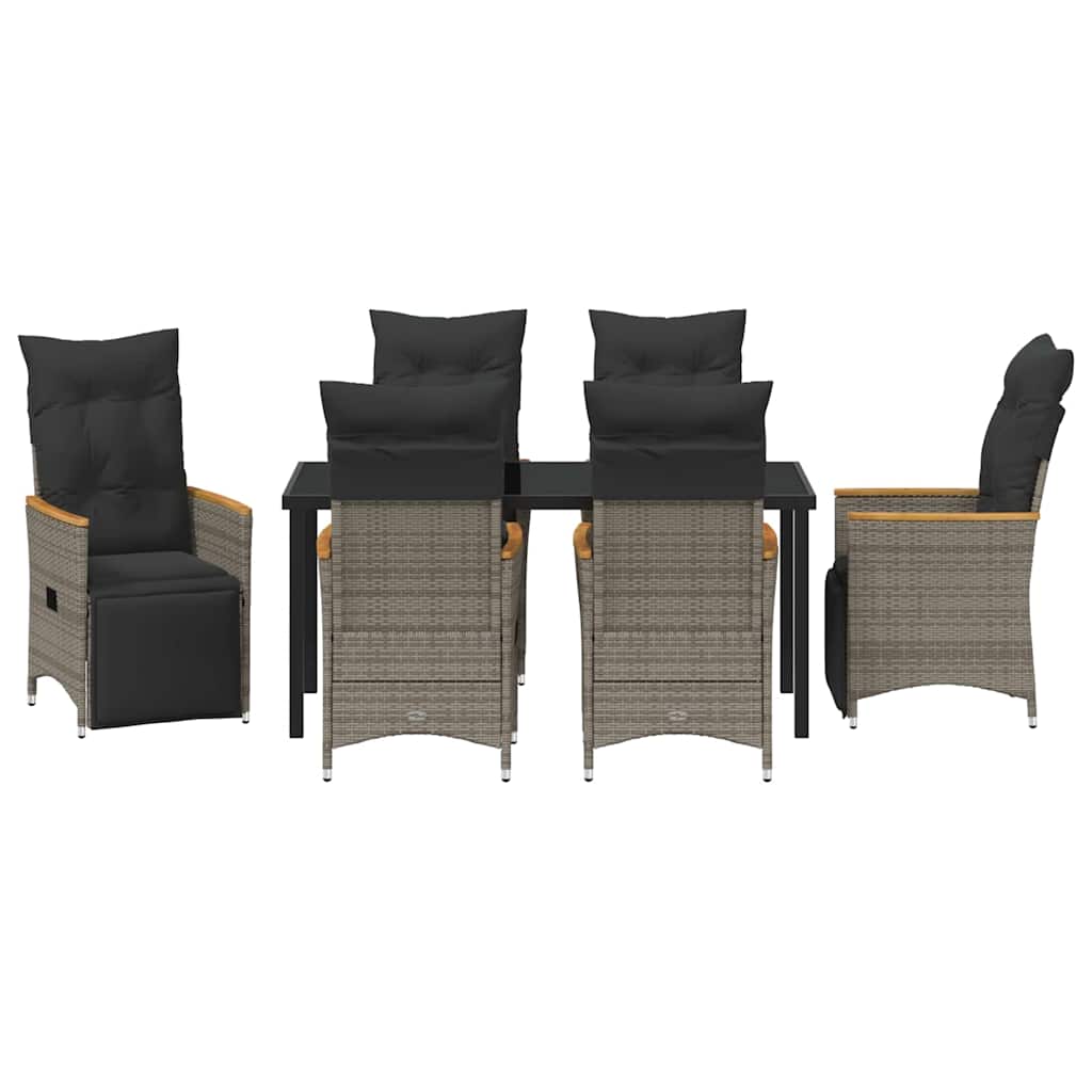 Have Spisebordssæt med pude 7 pcs Grå polyrattan