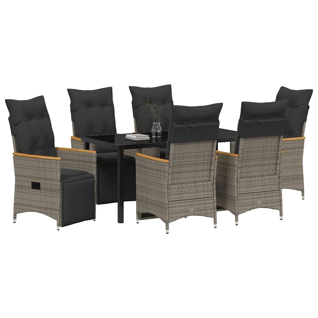 Have Spisebordssæt med pude 7 pcs Grå polyrattan
