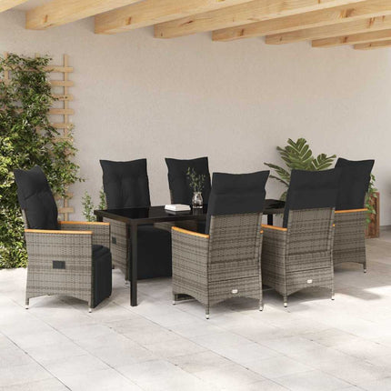 Have Spisebordssæt med pude 7 pcs Grå polyrattan