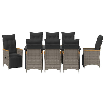 Have Spisebordssæt med pude 9 pcs Grå polyrattan