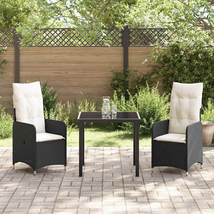 Have Spisebordssæt 3 stk. Sort polyrattan