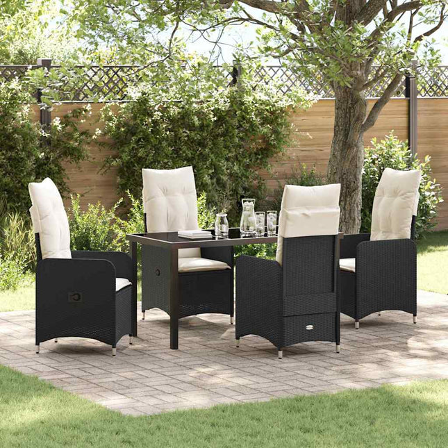 Have Spisebordssæt 5 stk. Sort polyrattan
