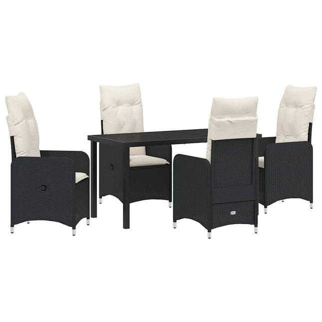 Have Spisebordssæt 5 stk. Sort polyrattan