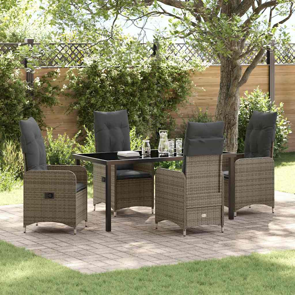 Have Spisebordssæt med pude 5 pcs Grå polyrattan