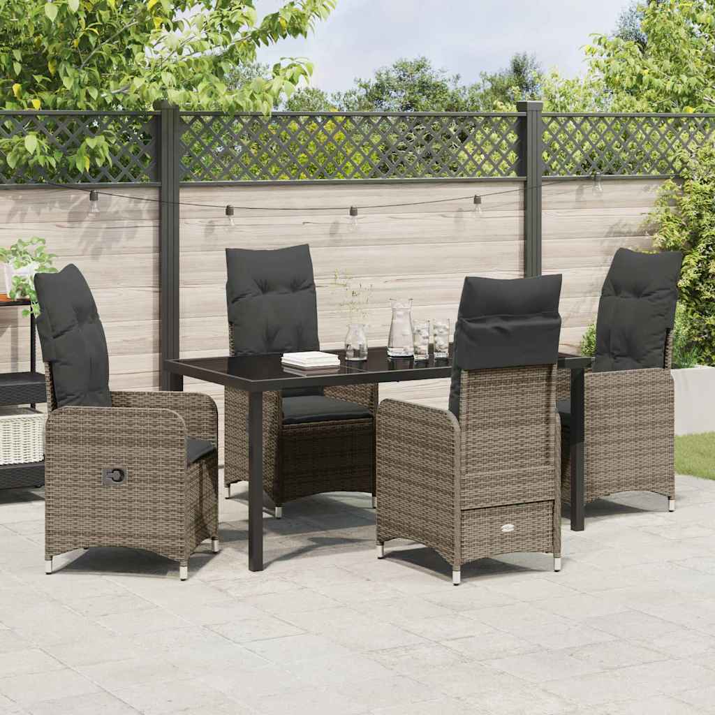 Have Spisebordssæt med pude 5 pcs Grå polyrattan