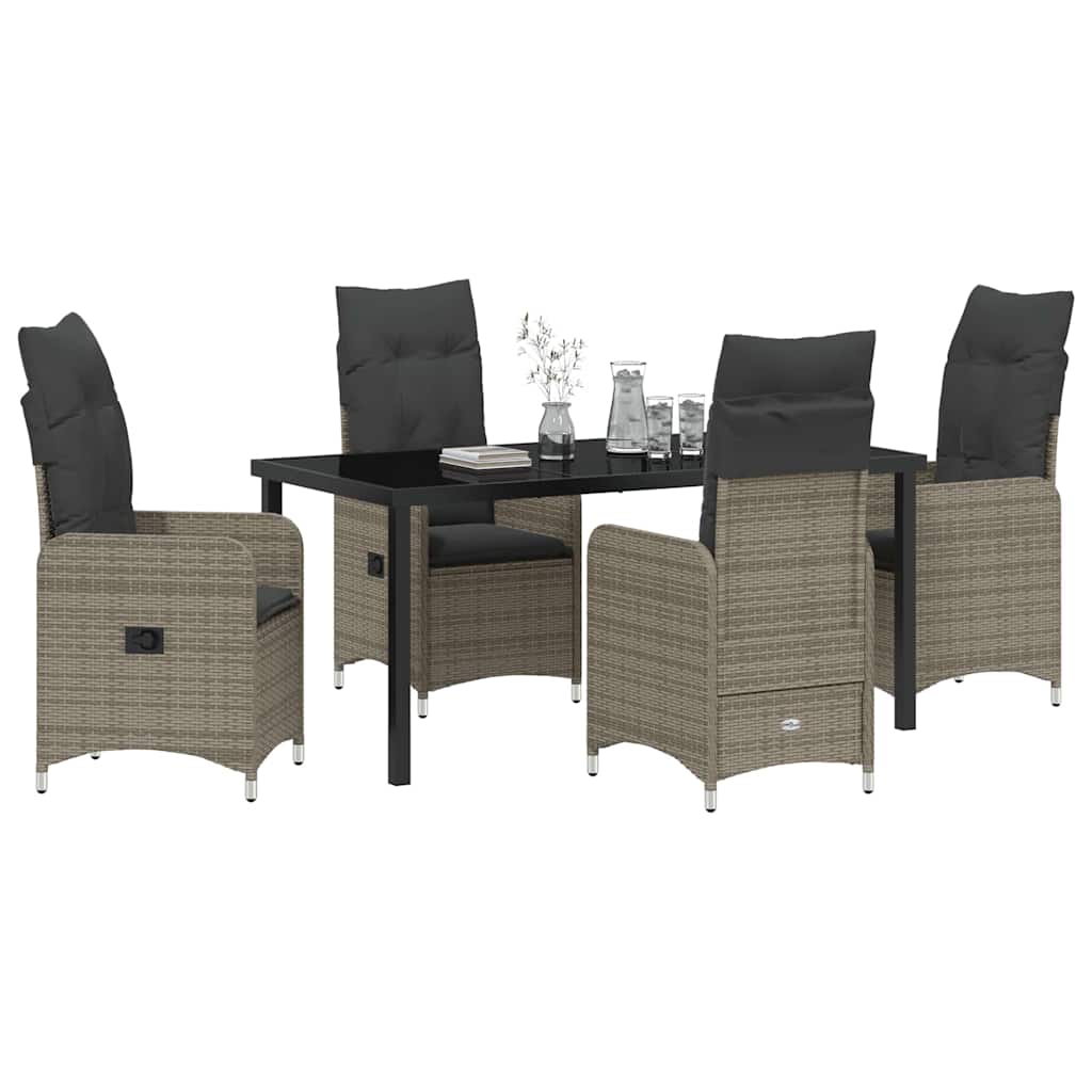 Have Spisebordssæt med pude 5 pcs Grå polyrattan