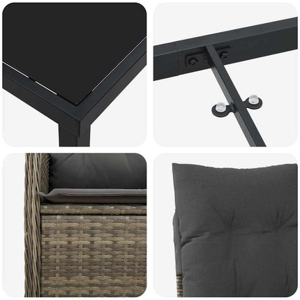 Have Spisebordssæt 9 stk. Grå polyrattan