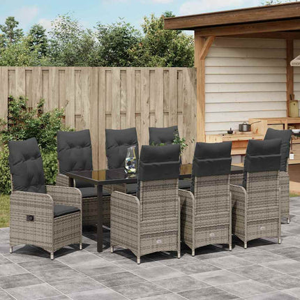 Have Spisebordssæt 9 stk. Grå polyrattan