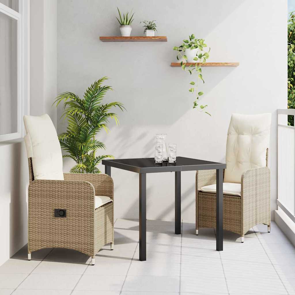 Have Spisebordssæt med pude 3 pcs Beige polyrattan