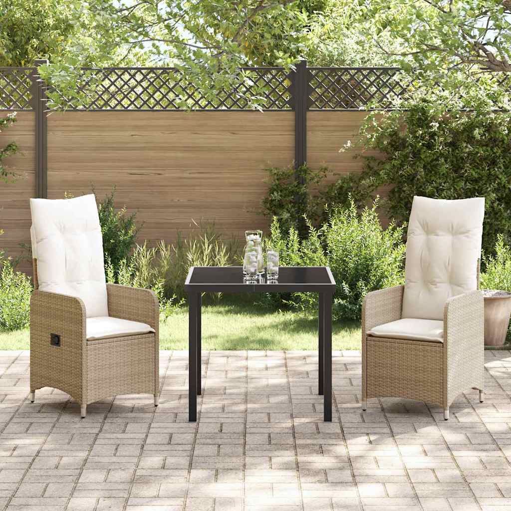 Have Spisebordssæt med pude 3 pcs Beige polyrattan