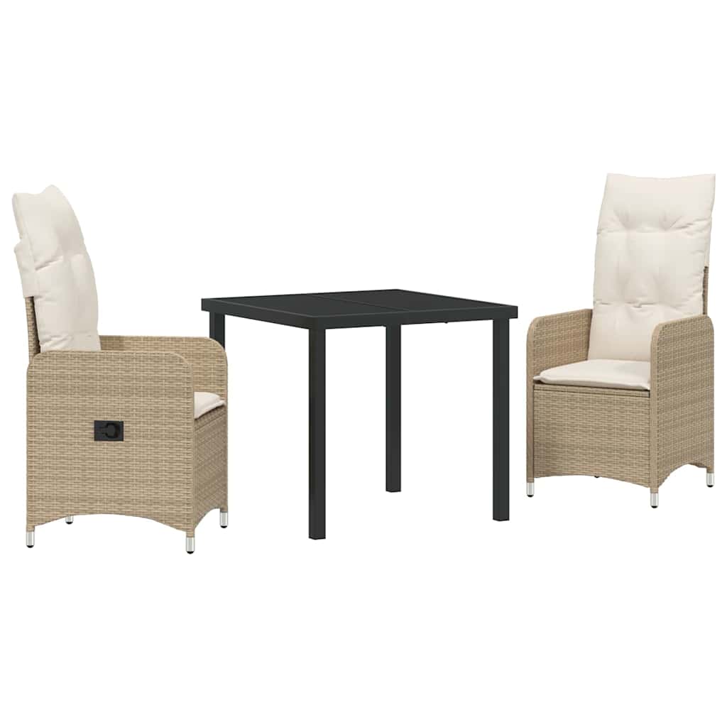 Have Spisebordssæt med pude 3 pcs Beige polyrattan
