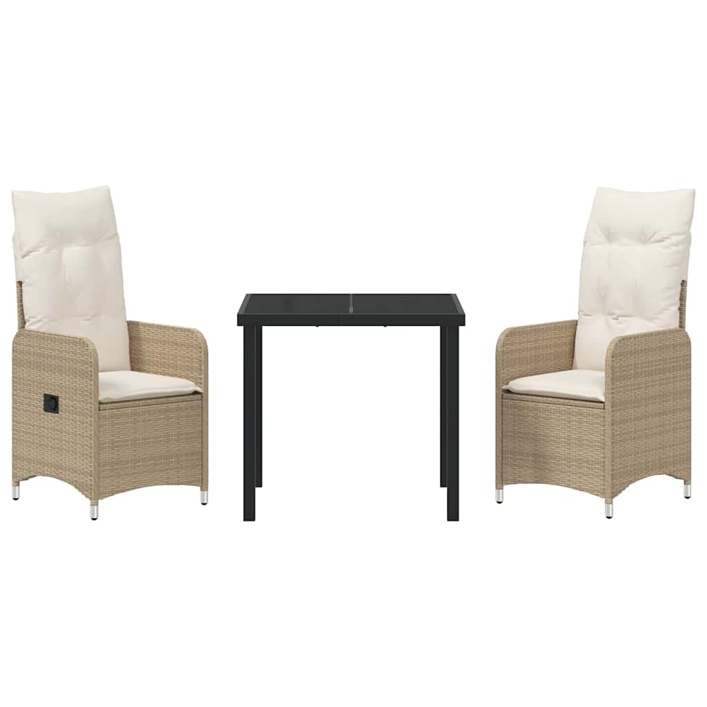 Have Spisebordssæt med pude 3 pcs Beige polyrattan