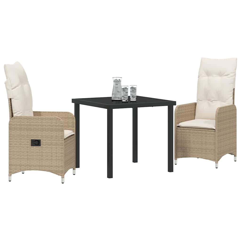 Have Spisebordssæt med pude 3 pcs Beige polyrattan