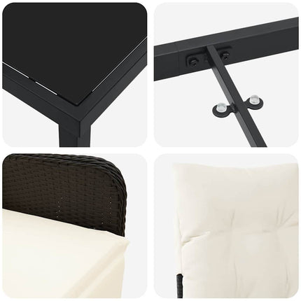 Have Spisebordssæt 3 stk. Sort polyrattan