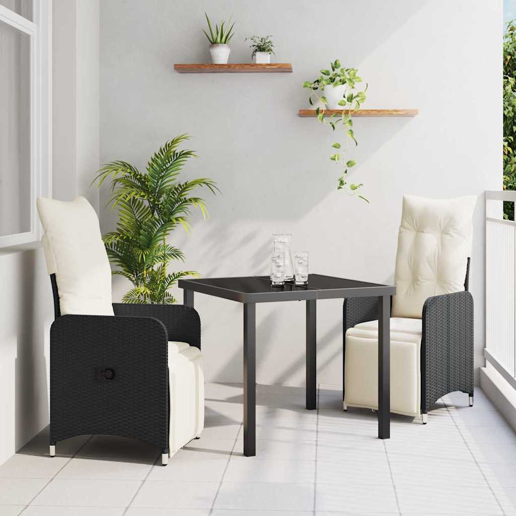 Have Spisebordssæt med pude 3 pcs Sort polyrattan