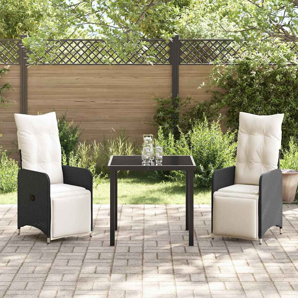 Have Spisebordssæt med pude 3 pcs Sort polyrattan
