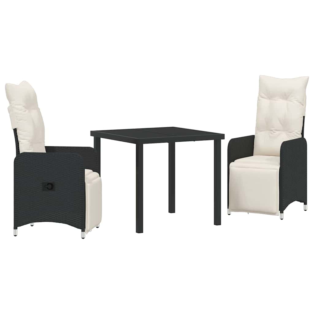 Have Spisebordssæt med pude 3 pcs Sort polyrattan