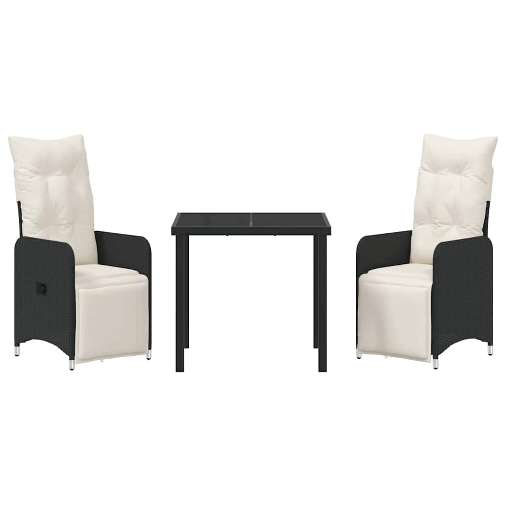 Have Spisebordssæt med pude 3 pcs Sort polyrattan