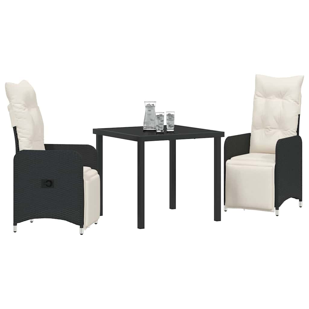 Have Spisebordssæt med pude 3 pcs Sort polyrattan