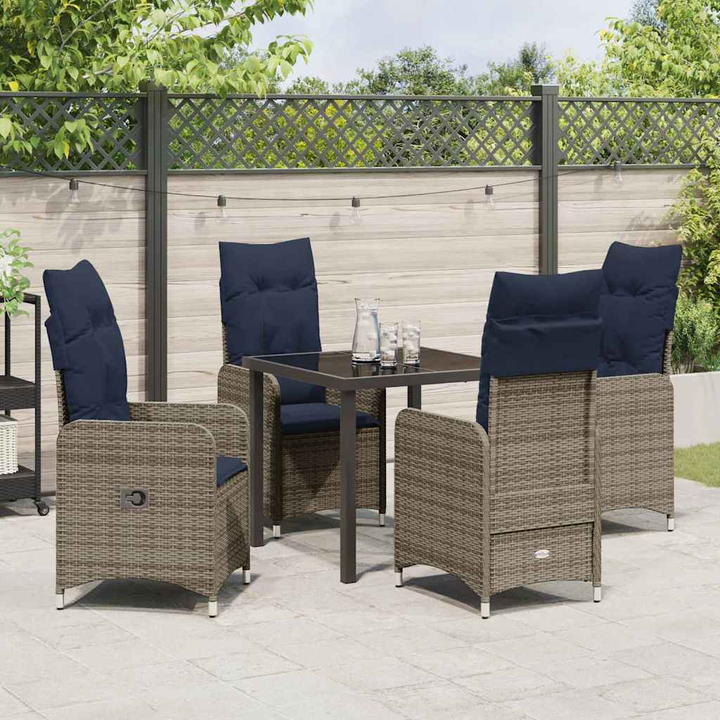 Have Spisebordssæt med pude 5 pcs Sort polyrattan