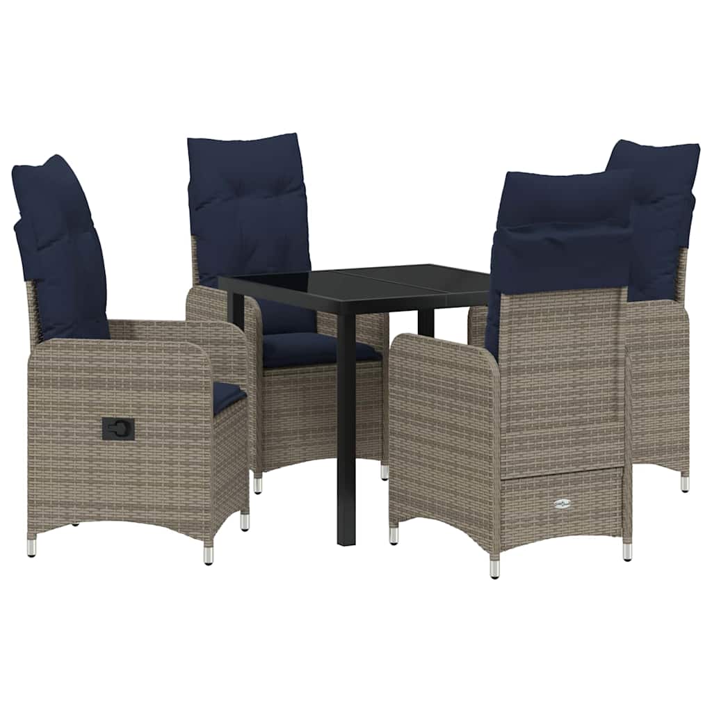 Have Spisebordssæt med pude 5 pcs Sort polyrattan