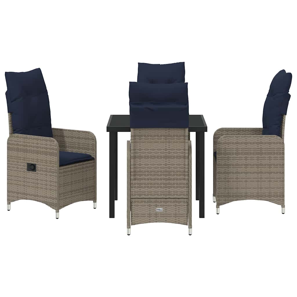 Have Spisebordssæt med pude 5 pcs Sort polyrattan