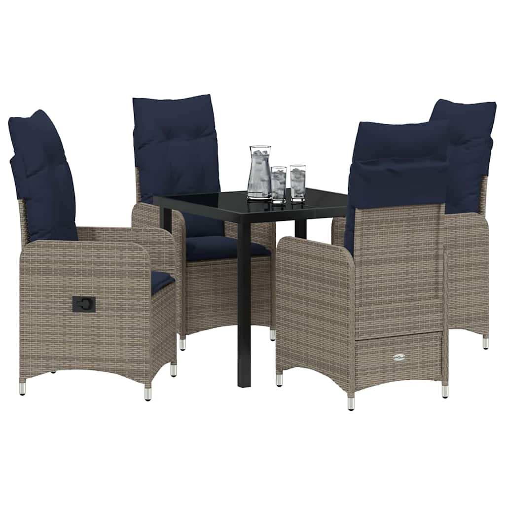 Have Spisebordssæt med pude 5 pcs Sort polyrattan