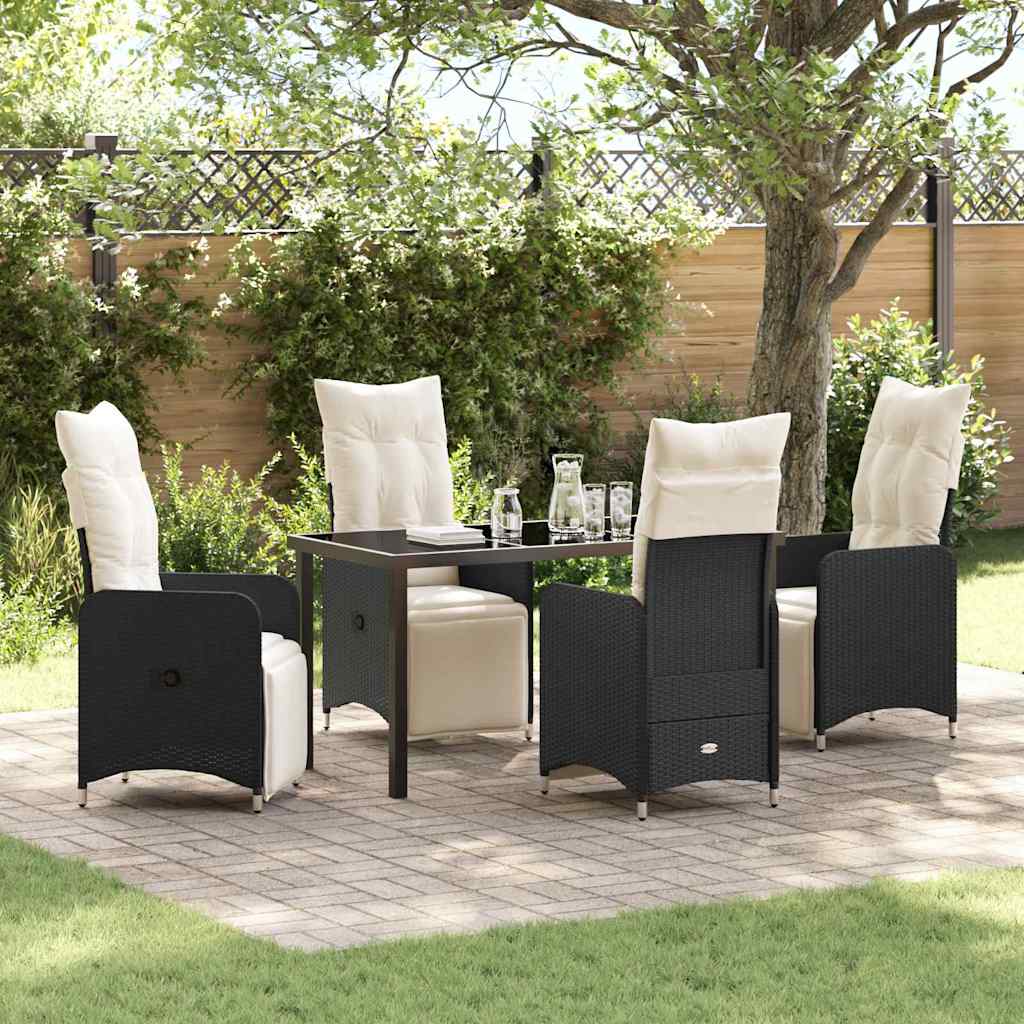 Have Spisebordssæt med pude 5 pcs Sort polyrattan