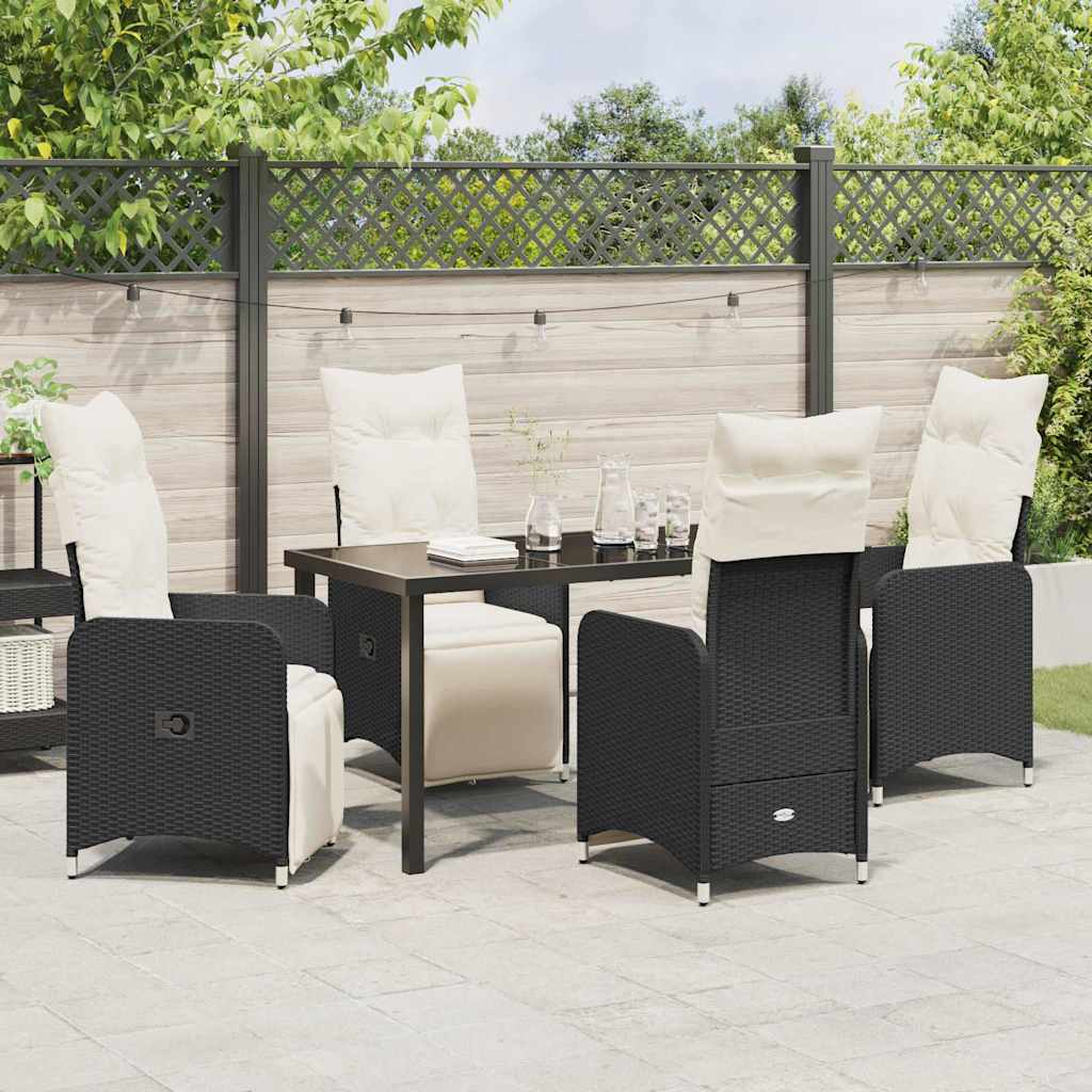 Have Spisebordssæt med pude 5 pcs Sort polyrattan