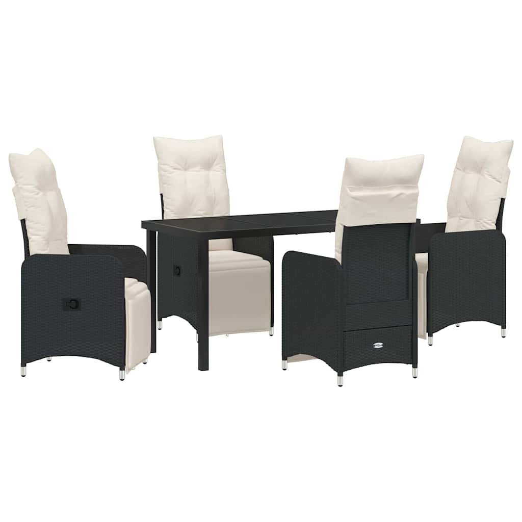 Have Spisebordssæt med pude 5 pcs Sort polyrattan