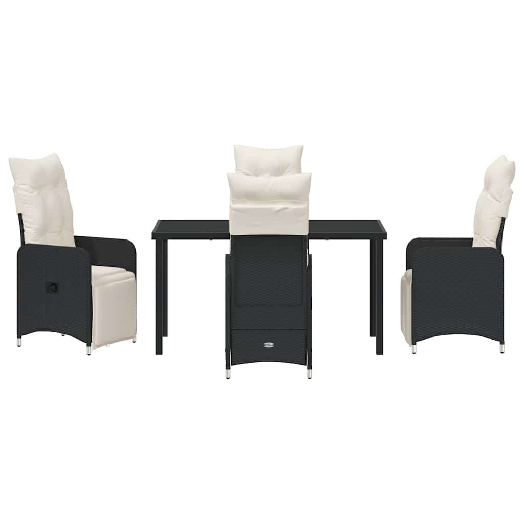 Have Spisebordssæt med pude 5 pcs Sort polyrattan