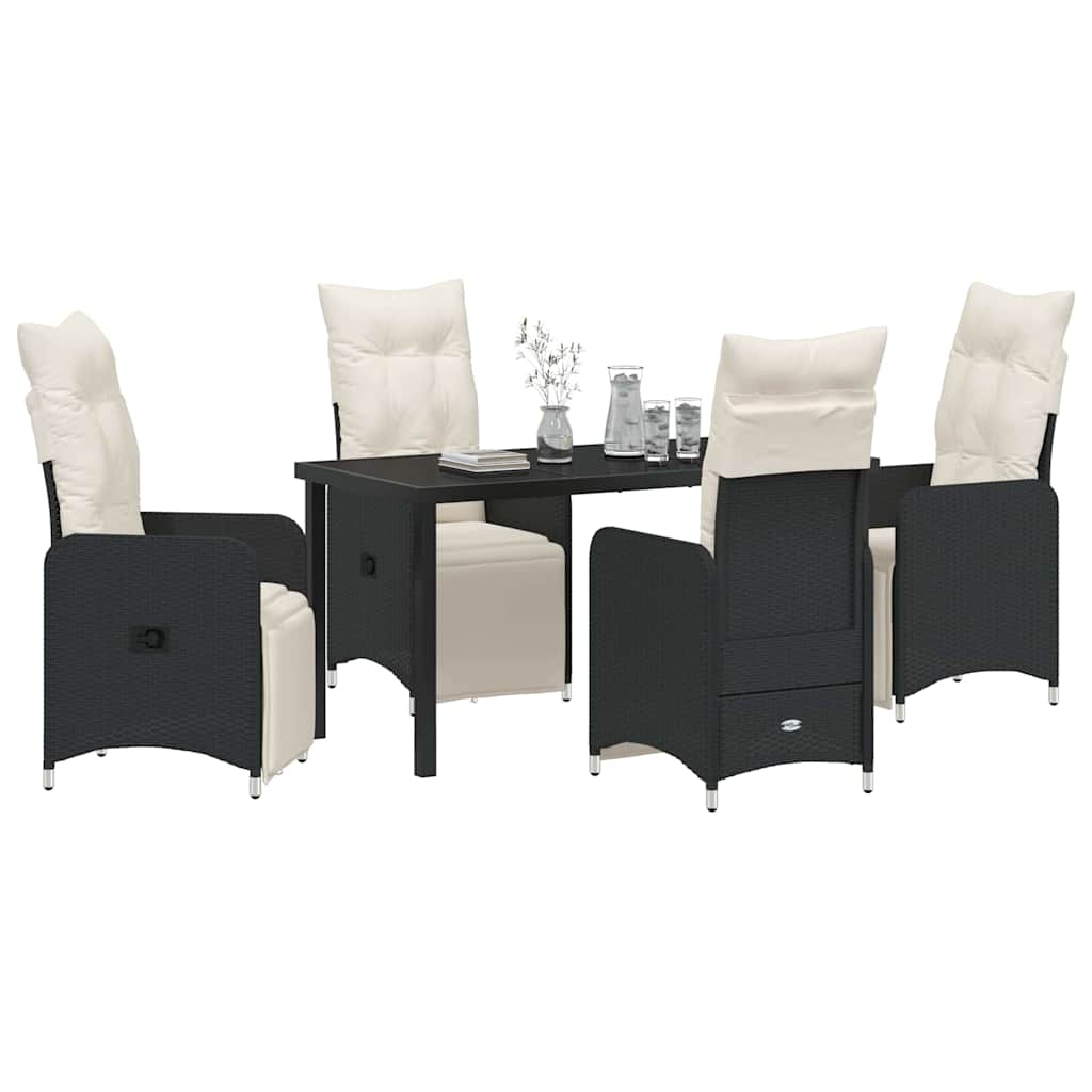 Have Spisebordssæt med pude 5 pcs Sort polyrattan