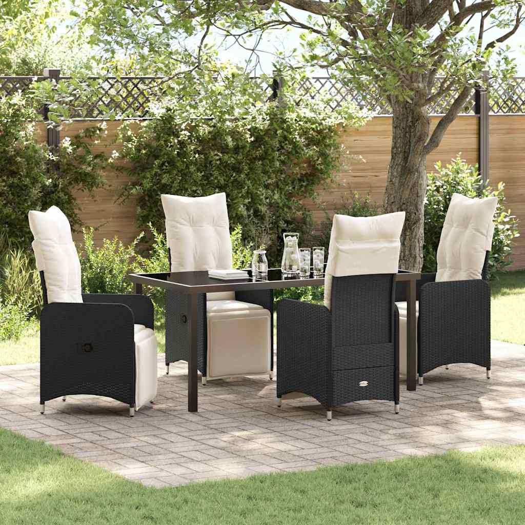 Have Spisebordssæt med pude 5 pcs Sort polyrattan