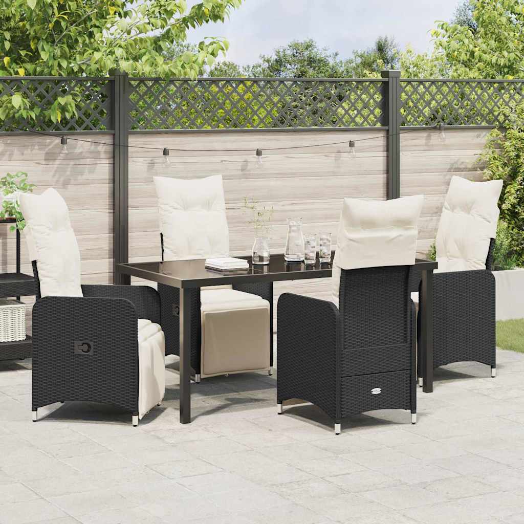 Have Spisebordssæt med pude 5 pcs Sort polyrattan