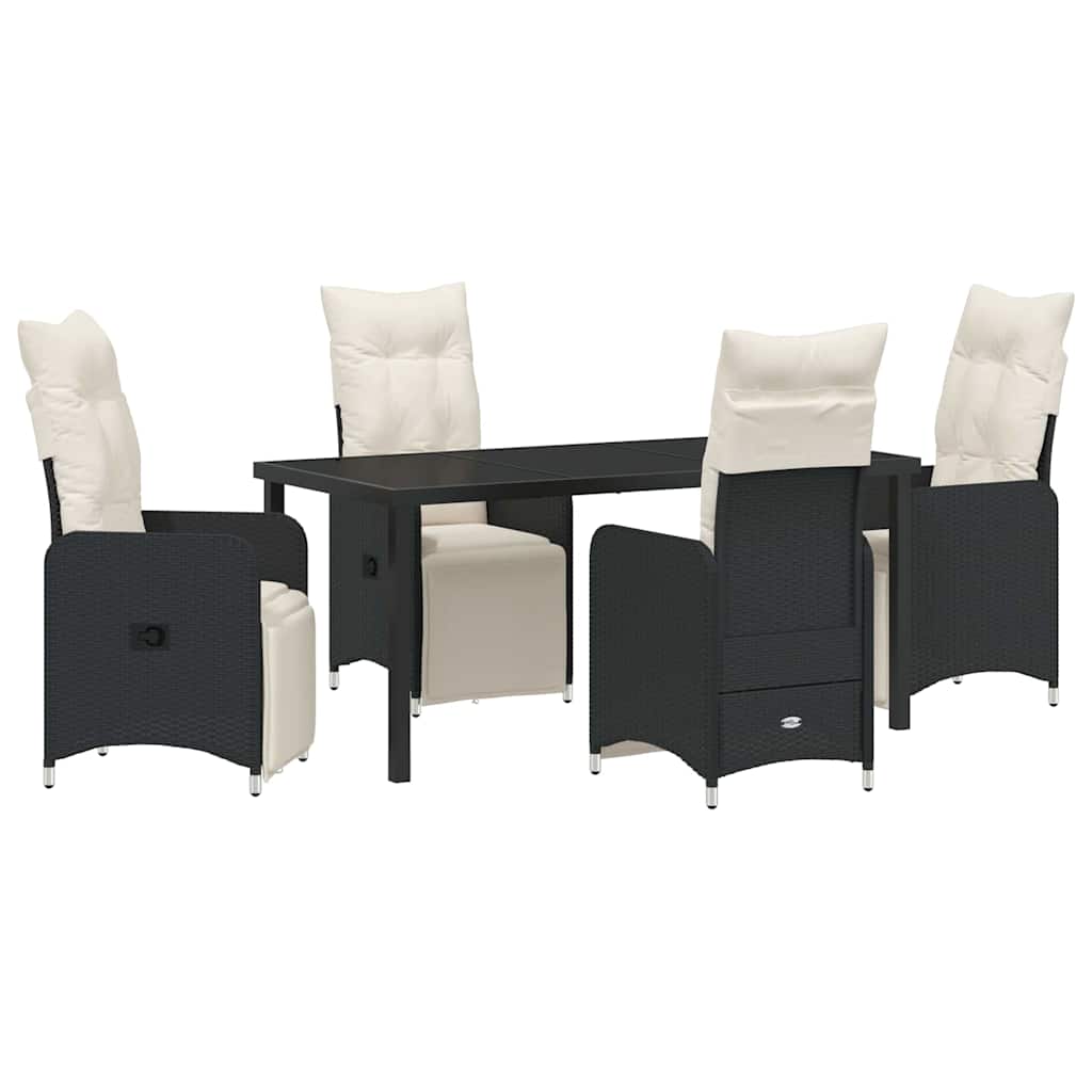 Have Spisebordssæt med pude 5 pcs Sort polyrattan