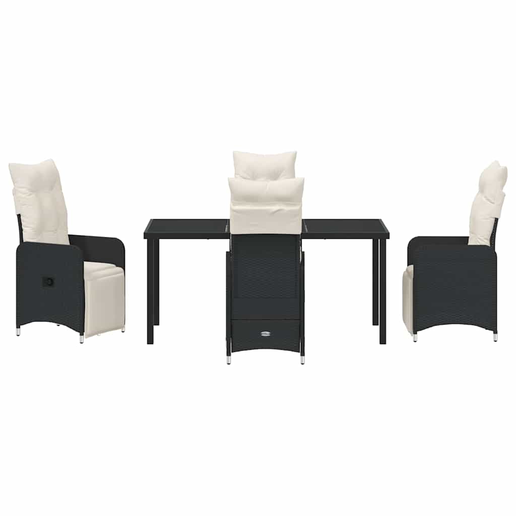 Have Spisebordssæt med pude 5 pcs Sort polyrattan