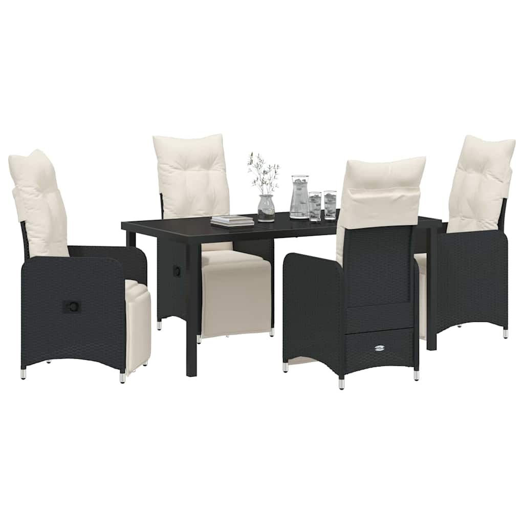 Have Spisebordssæt med pude 5 pcs Sort polyrattan