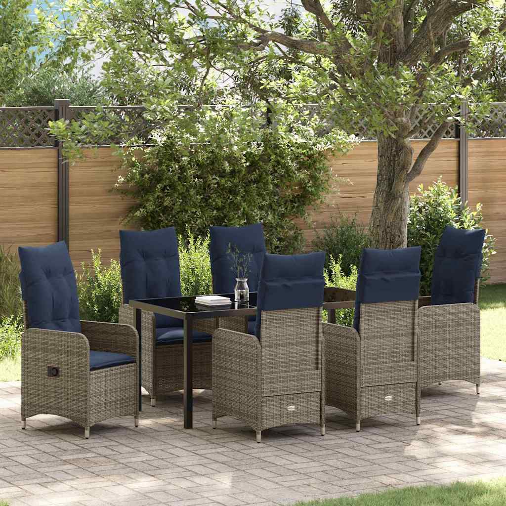 Have Spisebordssæt med pude 7 pcs Sort polyrattan