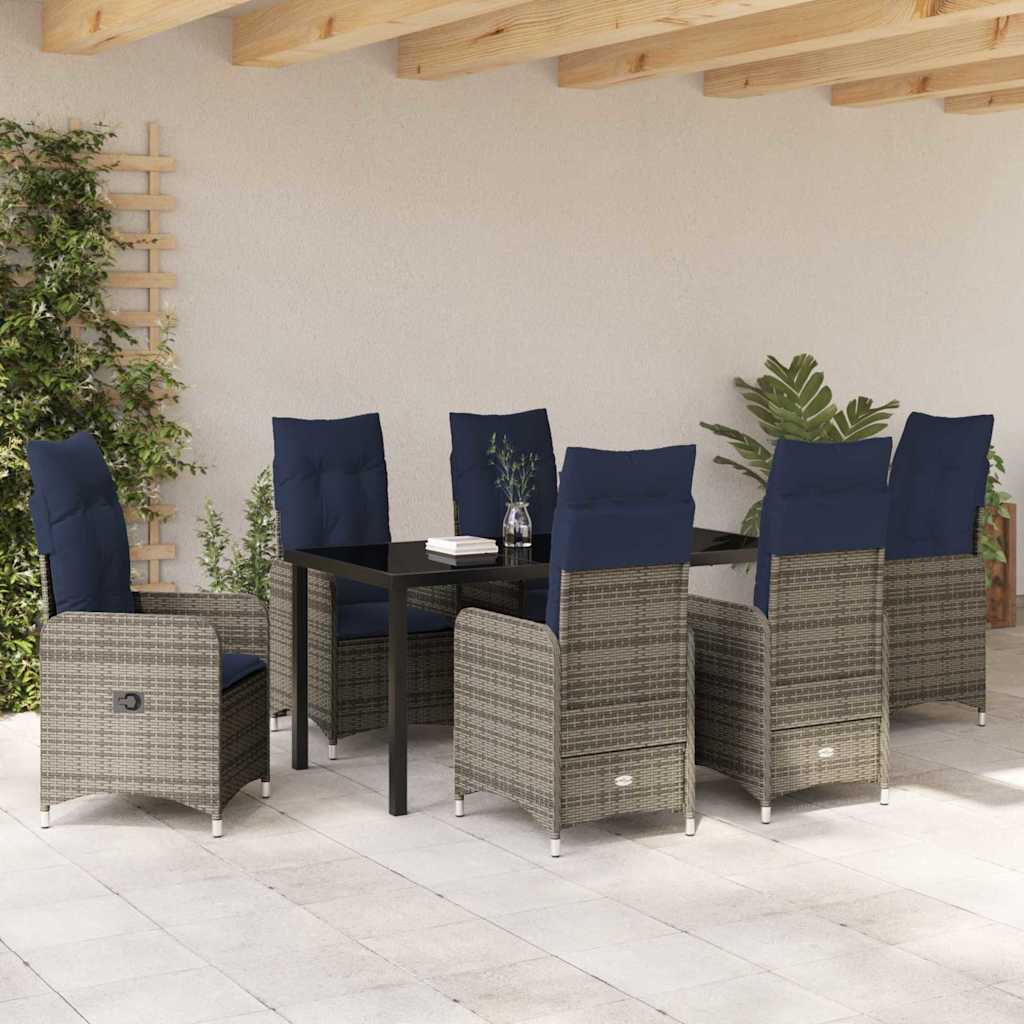 Have Spisebordssæt med pude 7 pcs Sort polyrattan