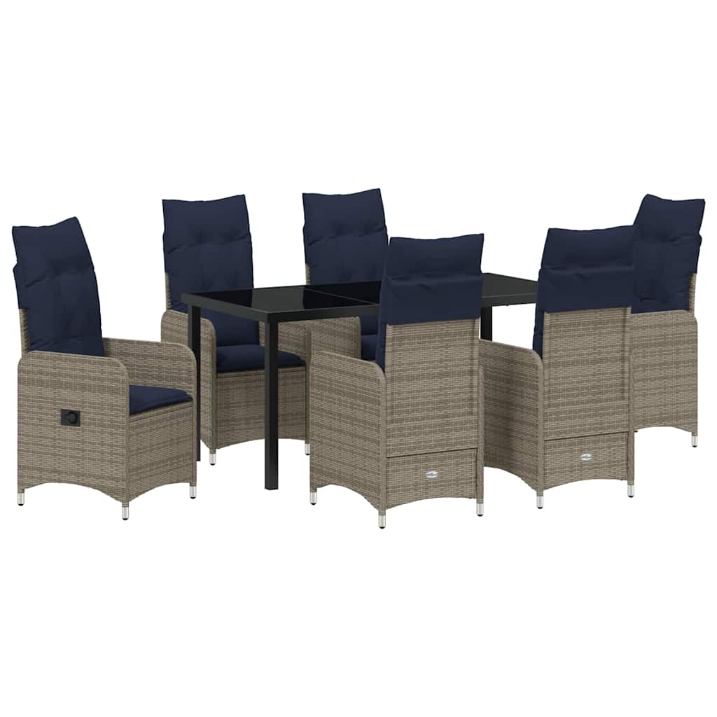 Have Spisebordssæt med pude 7 pcs Sort polyrattan