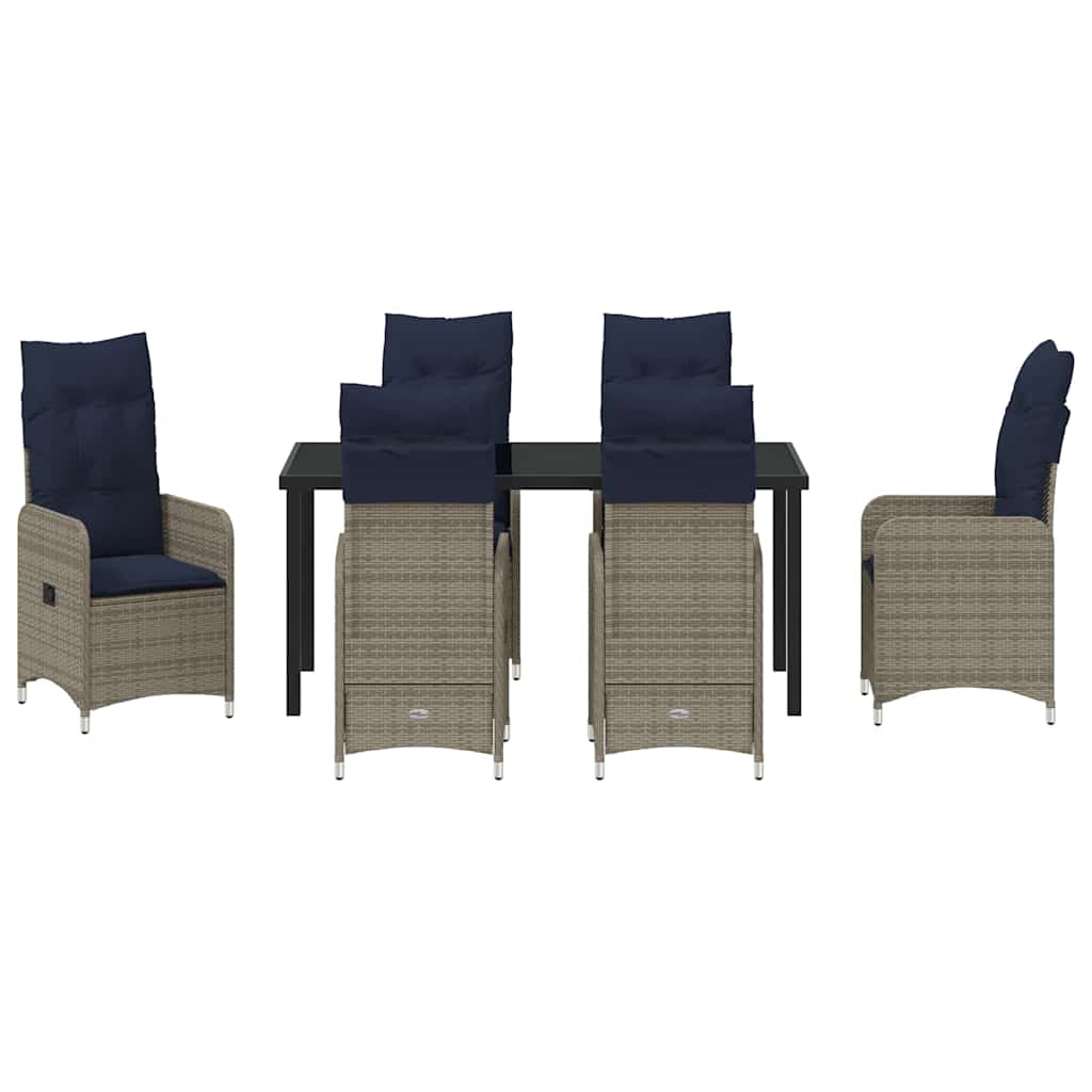 Have Spisebordssæt med pude 7 pcs Sort polyrattan
