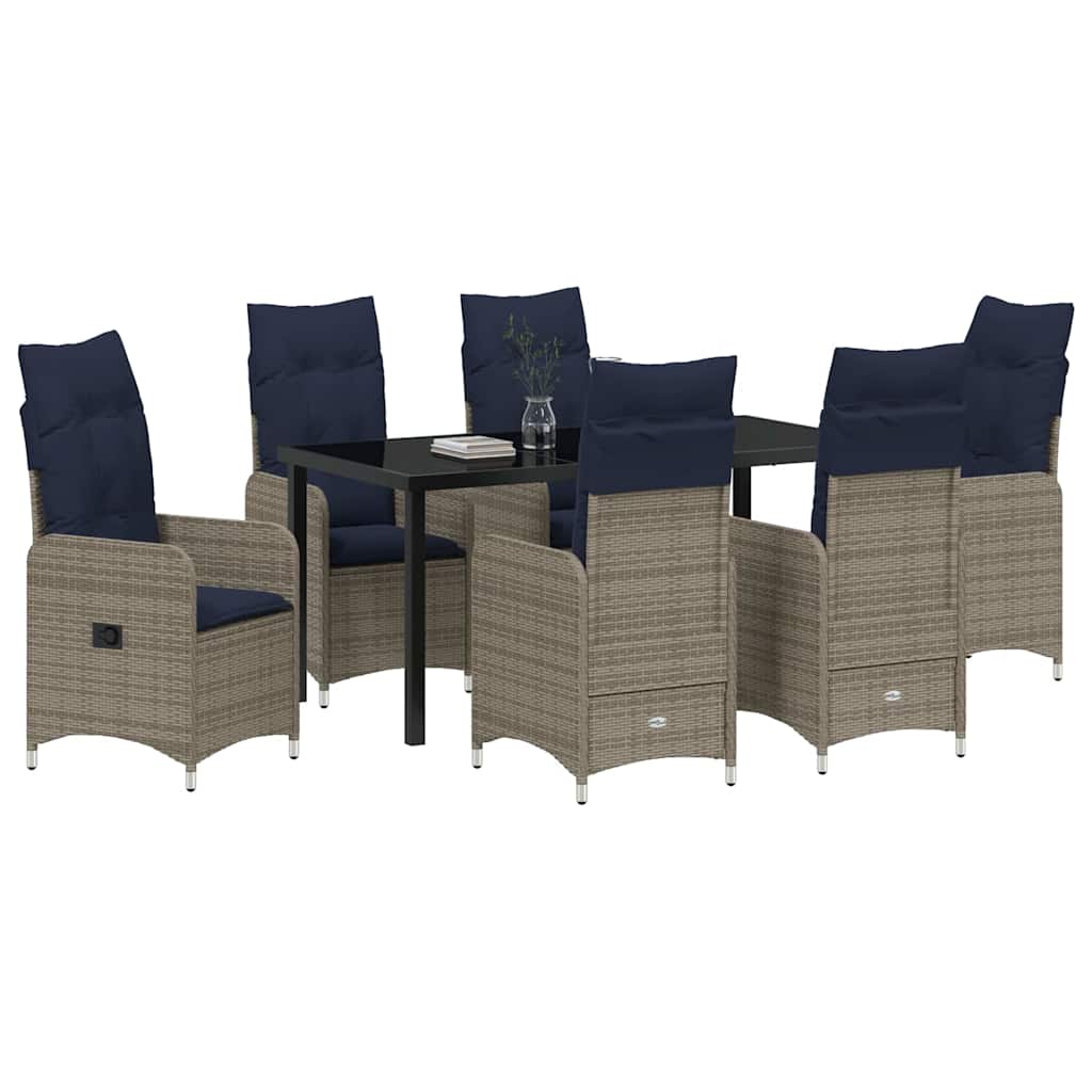 Have Spisebordssæt med pude 7 pcs Sort polyrattan