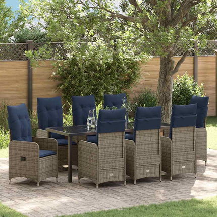 Have Spisebordssæt 9 stk. Sort polyrattan