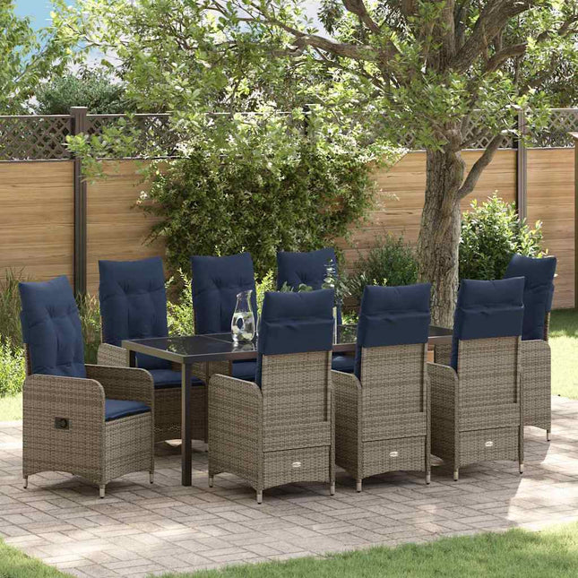 Have Spisebordssæt 9 stk. Sort polyrattan