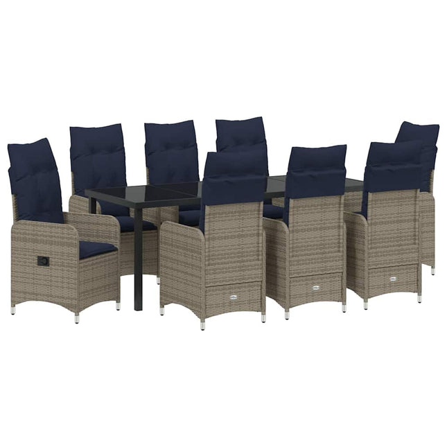Have Spisebordssæt 9 stk. Sort polyrattan
