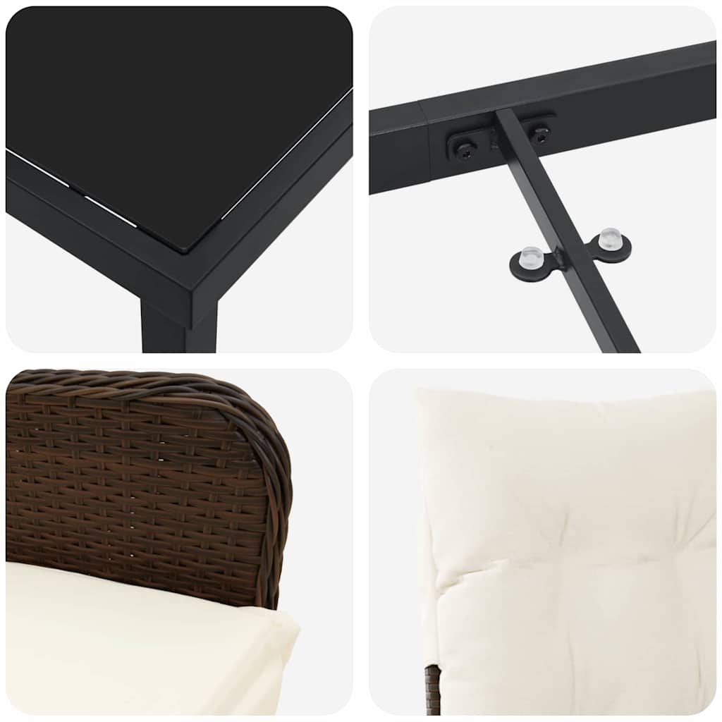 Have Spisebordssæt med pude 5 pcs Brun polyrattan