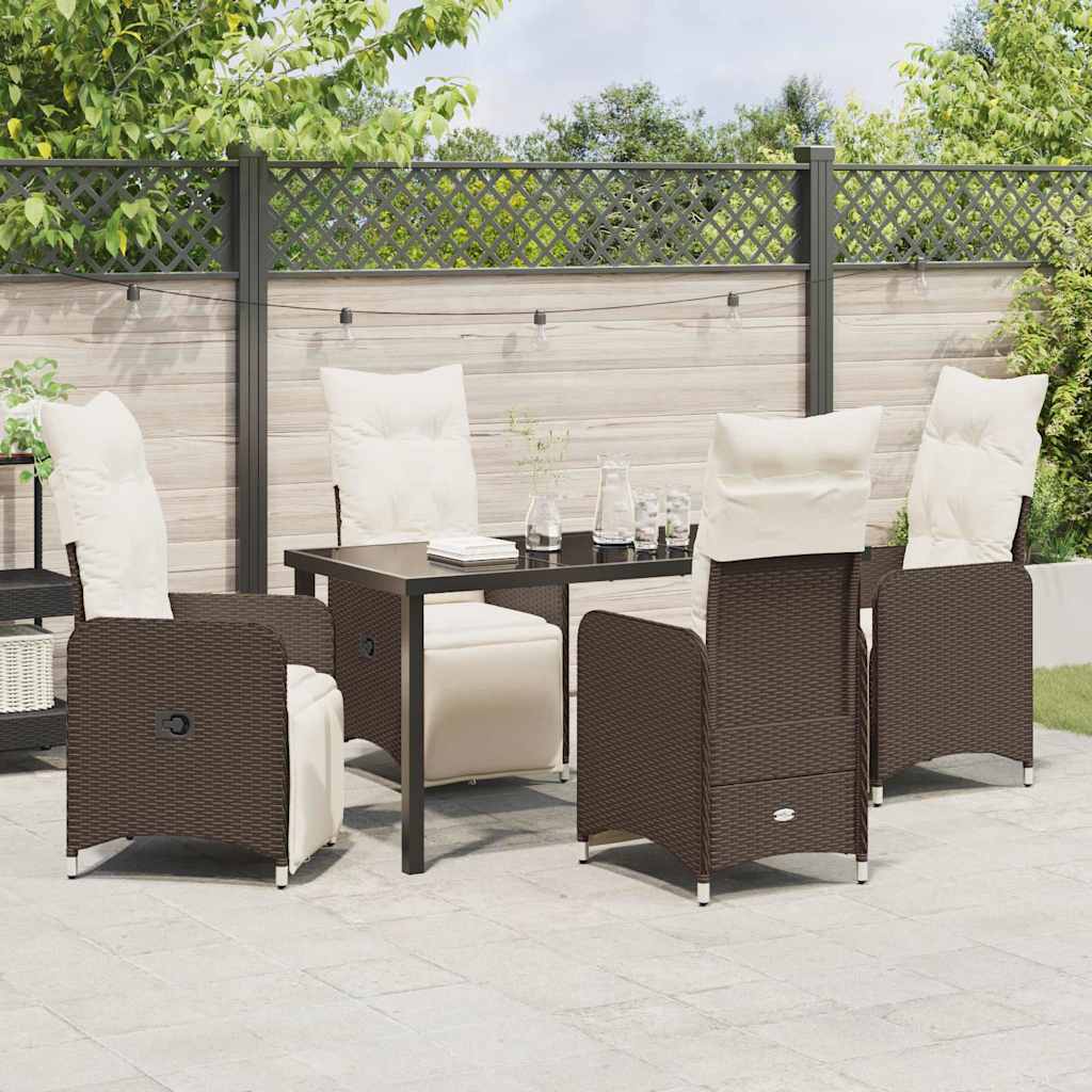 Have Spisebordssæt med pude 5 pcs Brun polyrattan