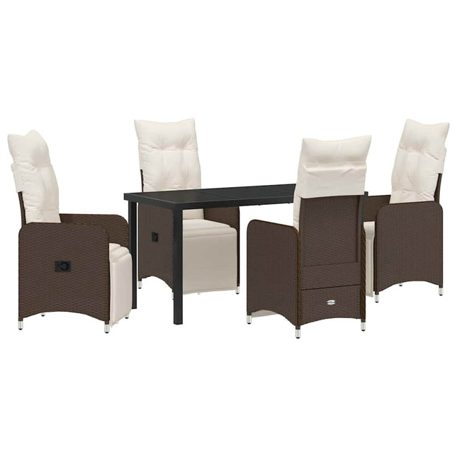 Have Spisebordssæt 5 stk. Brun polyrattan