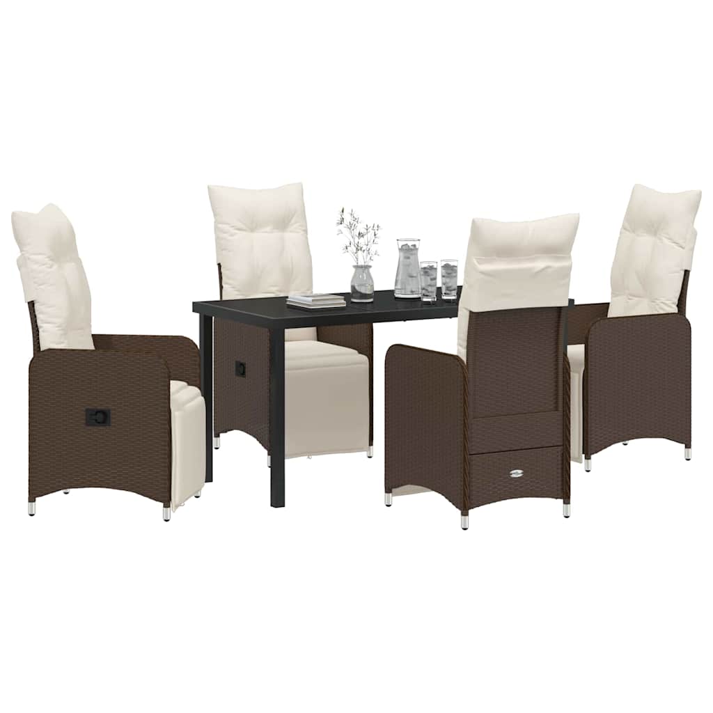 Have Spisebordssæt med pude 5 pcs Brun polyrattan